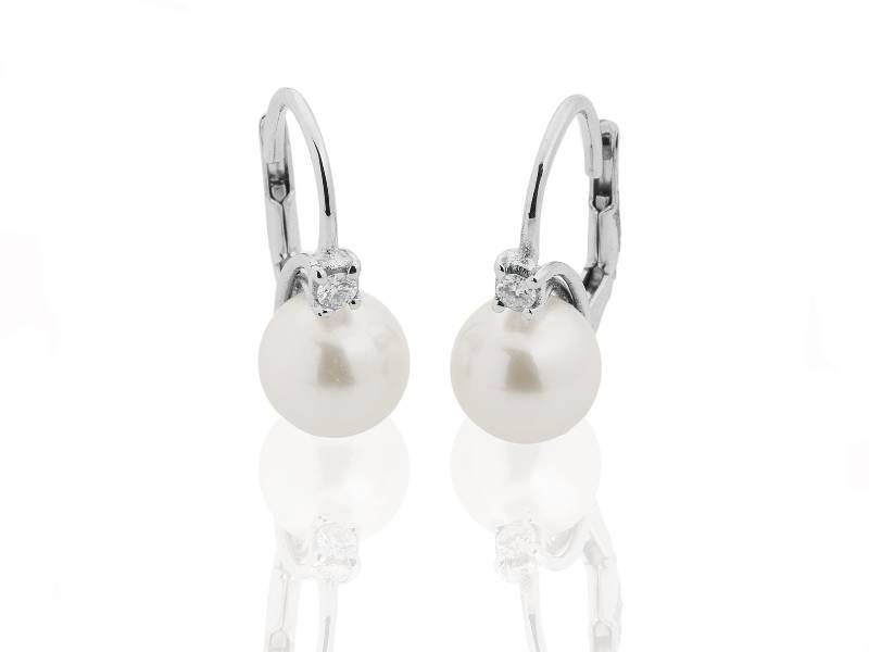 HOOK EARRINGS IN WHITE GOLD WITH AKOYA PEARLS AA+ AND DIAMONDS THIGH LBEAAK